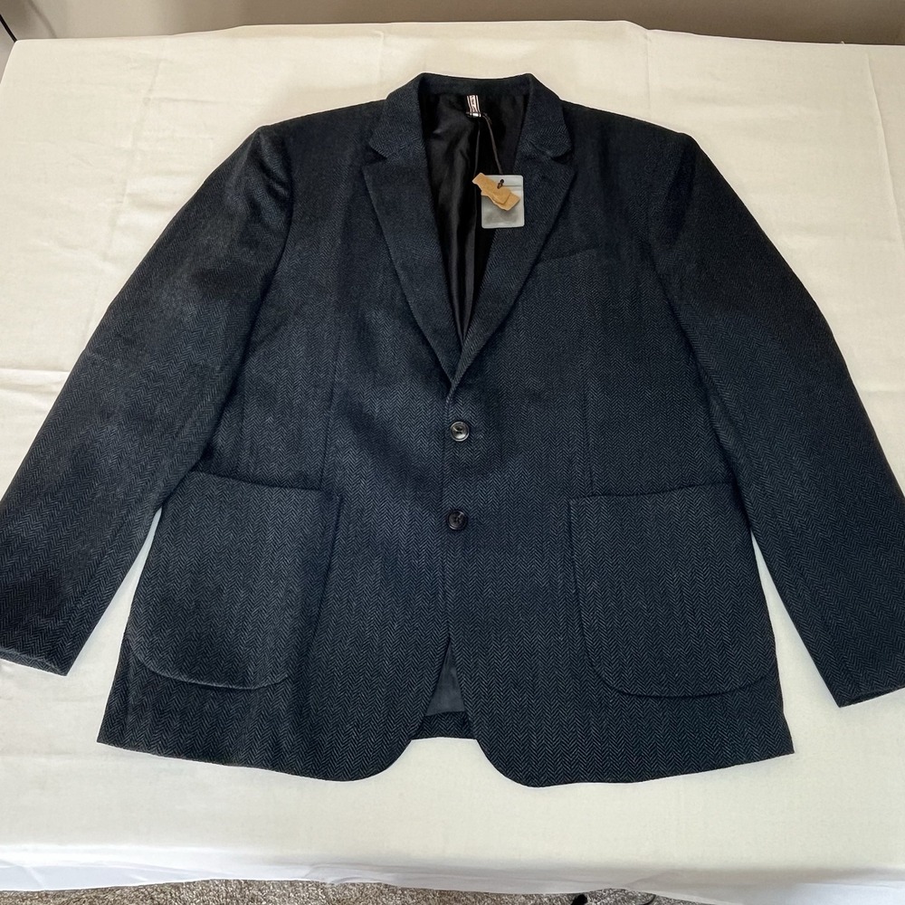 Paul Jones Blazer Jacket Mens XL Business Casual Sport Coat‎ Suit Navy Blue